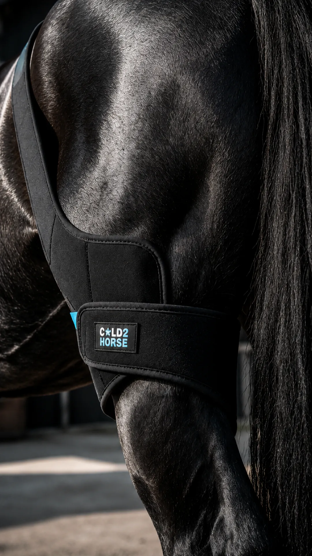CryoStifle sobre la babilla de un caballo negro